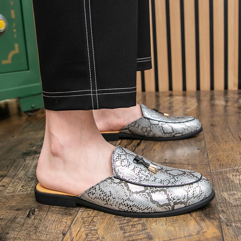 Big Size 38-46 Mules Men Half Shoes For Man Leather Mens Semi-Drag Casual Shoes Backless Loafers Slippers Closed Toe Sandals