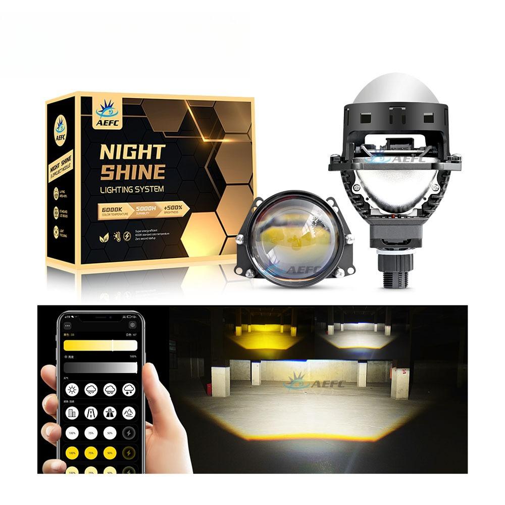 

Управление через приложение 3-дюймовый объектив BILED проектор светодиодная бифокальная линза H4 H7 H11 универсальный три цвета 3 inch APP control color-changing headlight