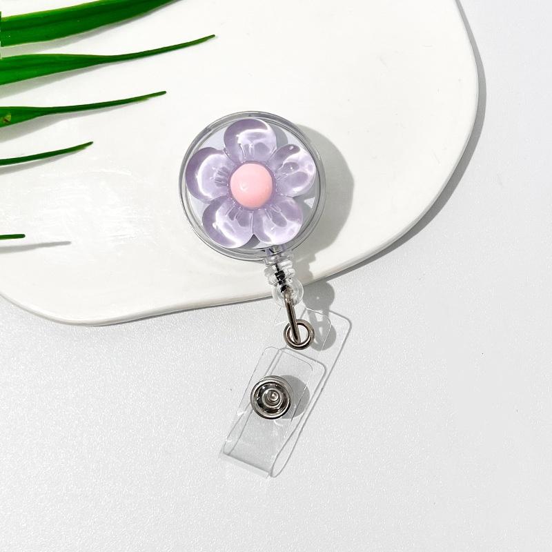 Clear Transparent Flower Retractable Badge Holders For Doctor Nurse Worker Student Name Id Card Holder Keychains Lanyard