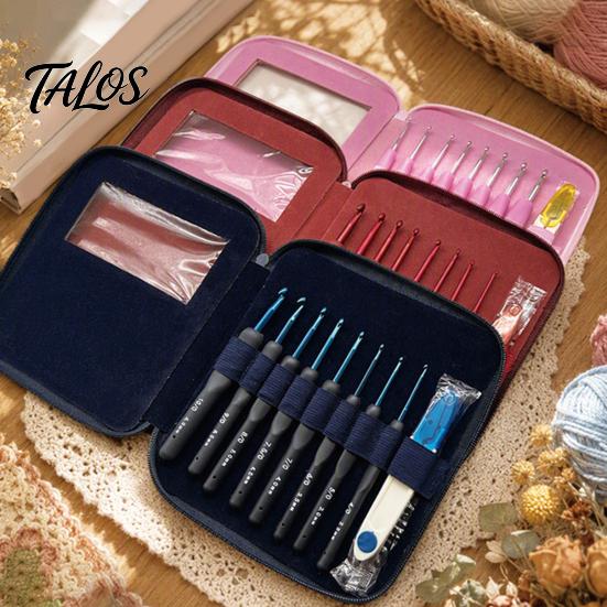 Crochet Starter Set 1 Hook Kit, 8 Sizes 2.5mm-6mm Yarn Knitting Silicone Grip with Storage Case , Soft TPR Handle Needle & Scissors