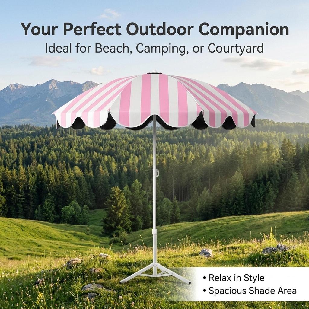 Beach Umbrella Parasol Windproof Portable Heavy Duty Sun Shade Sun Protection Outdoor Canopy for Patio Backyard Garden Travel