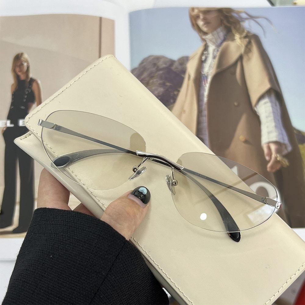 Futuristic Frameless Sunglasses Uv400 Protection Luxury Shades Unisex New Hip-Hop Sun Glasses For Women & Men