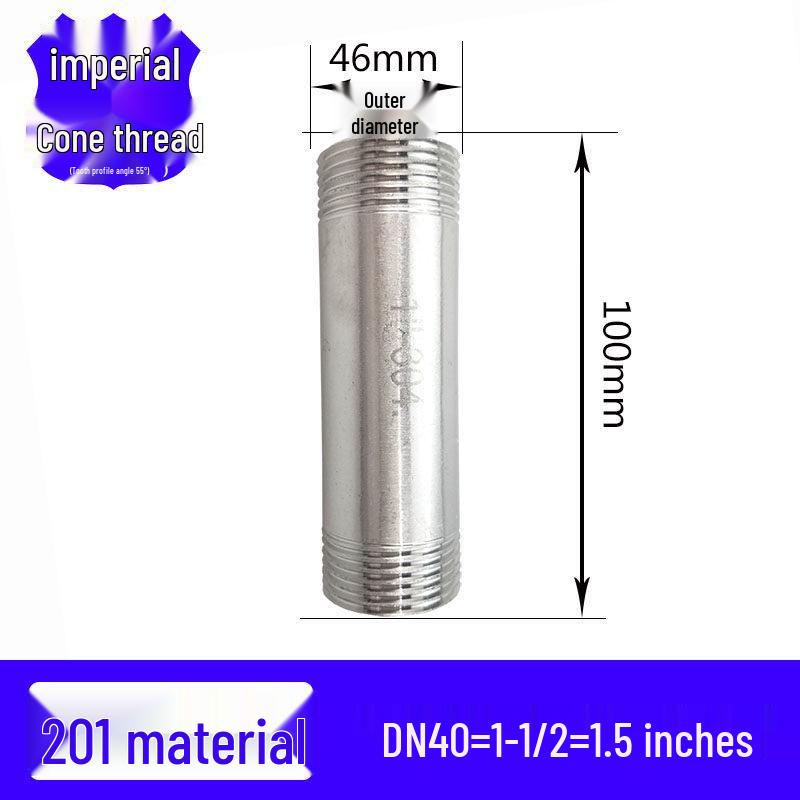 201/304 Stainless Steel Double-Ended Stud, 100mm, External Double Thread, DN15 20