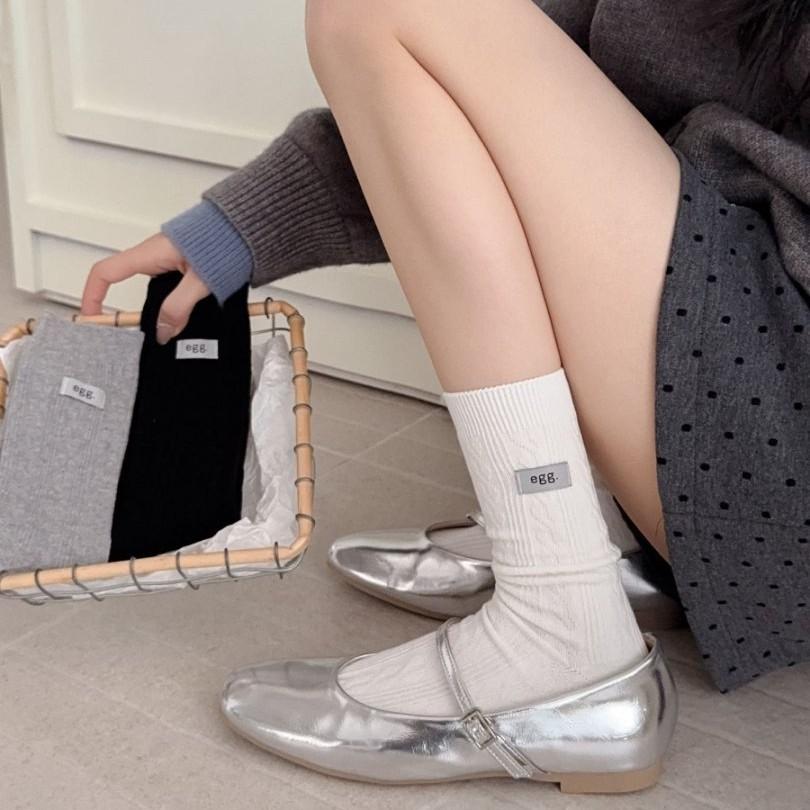 Women's Autumn and Winter Cotton Cloth Label In The Tube Pile Socks