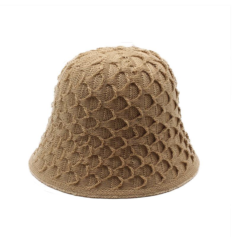 Female Summer Beach Sunshade Sunscreen Hat Knitted Sun Hat Hollow Versatile Face Small Bucket Hat
