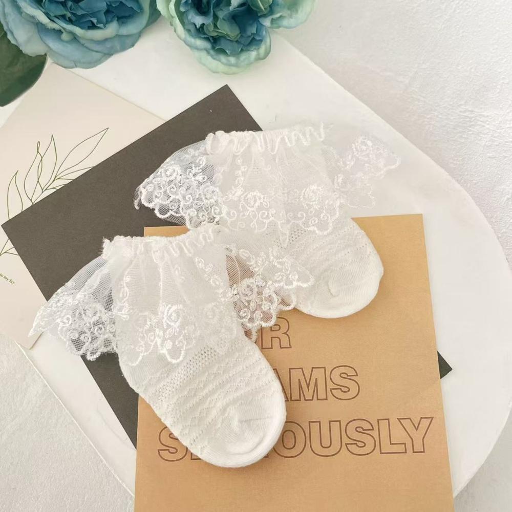 

Lace Summer Princess Baby Girl White Short Socks Breathable Cotton Seamless Socks for Infants 0-1years