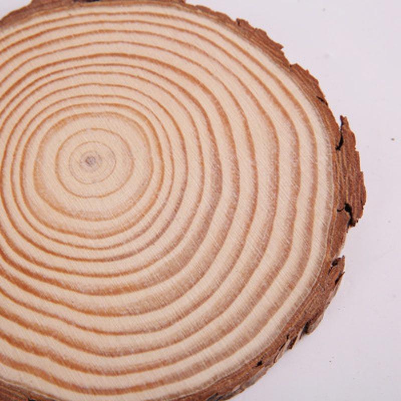 10 adet Doğal Çam Yuvarlak Bitmemiş Ahşap Dilimleri Daireler Ağaç Kabuğu Ile Günlük Diskler DIY El Sanatları Düğün Parti Boyama