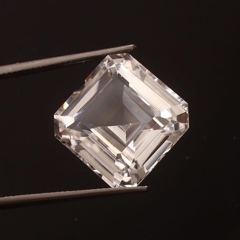 AAA Flawless 13x13 Heated Ceylon White Sapphire Asscher Cut Loose Gemstone