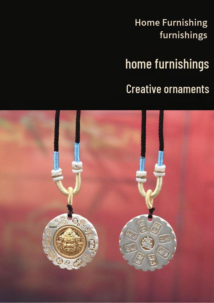 Gold-Plated Yellow Wealth God Pendant - High-End Retro Niche for Peace, Joy & Health