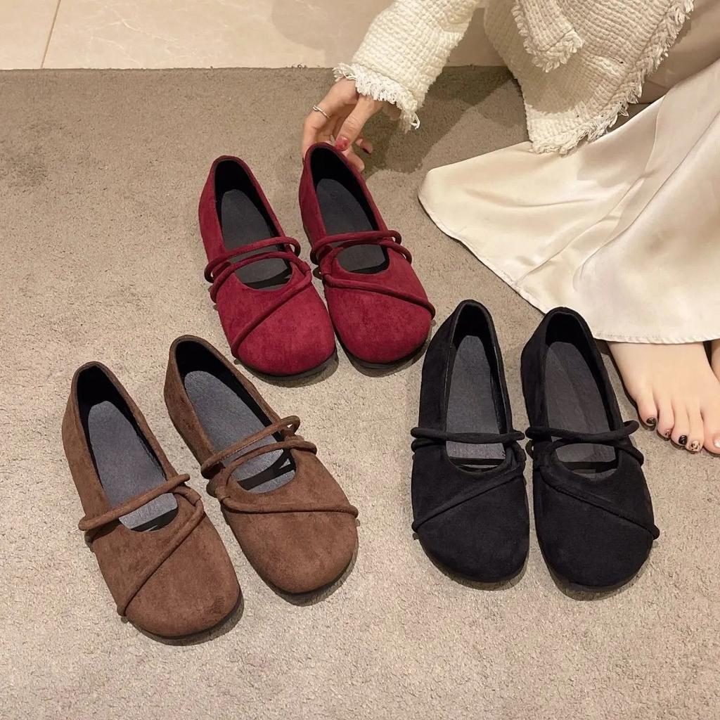 Versatile Evening Wind Ballet Shoes Women's French Retro Round Head Shallow Mouth Flat Bottom Mary Jane Single Shoes New