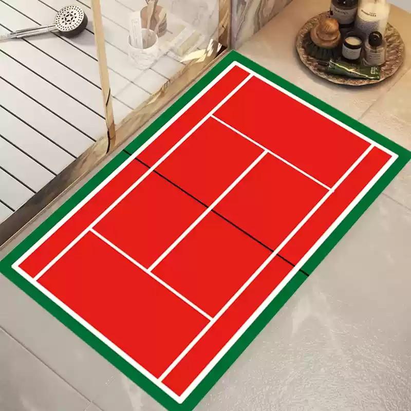 Tappetino di Benvenuto Tappeto Antiscivolo in Poliestere Multicolore Tappeto con Motivo Campo da Tennis Calcio Tappetino Resistente per Soggiorno Camera da Letto Ingresso