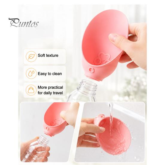 Dog Walking Water Feeder Bottle Adapter, Silicone Foldable Pet Drinking Cup, Portable Adapter Feeder, Leak-Proof Dispenser for Standard Bottles