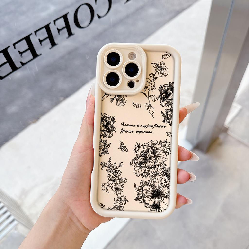 Line flower Pattern Soft TPU Phone Case for iPhone 17 Air 16 15 14 Pro Max Plus 13 12 Mini 8 7 X Xs Back Cover