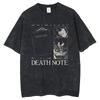 Death Note Harajuku Vintage Washed T Shirts Anime Graphic Printing T Shirt Cotton Fashion Streetwear Unisex Top Tee