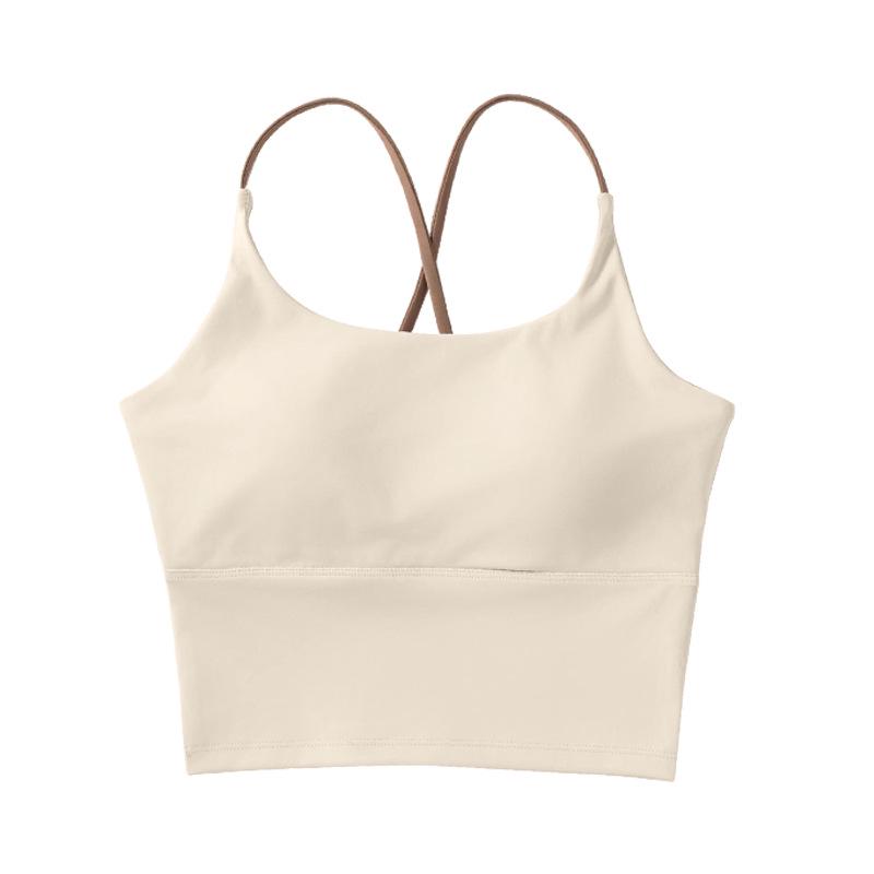 Women's Shockproof Push-Up Strappy Sports Bra - Color Block, Anti-Exposure, Perfect for Spring/Summer Fitness, Running, and Yoga.