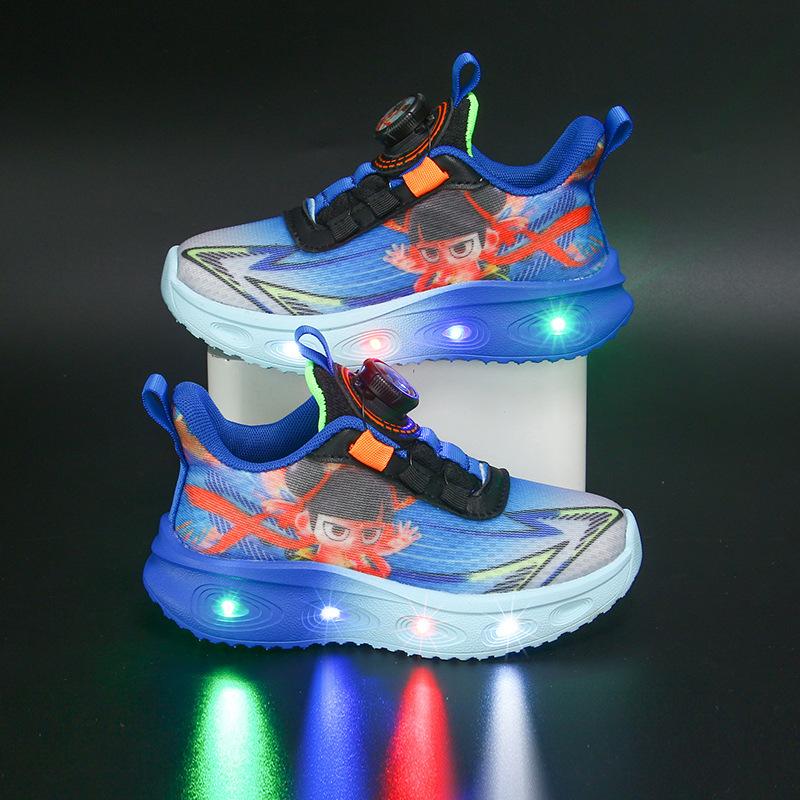 

New children s sports shoes with rotating buttons and mesh surface for boys, elementary and middle school students, and young boys running shoes 23Inner Length14.5cm