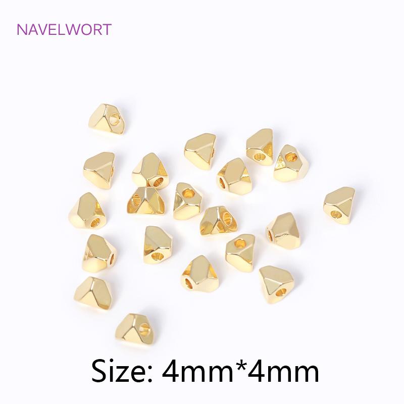 3MM 4MM 18K Gold Plated Brass Irregular Cut Corner Rhombus Beads Metal Spacer Beads For Jewelry Making DIY Bracelets Accessories
