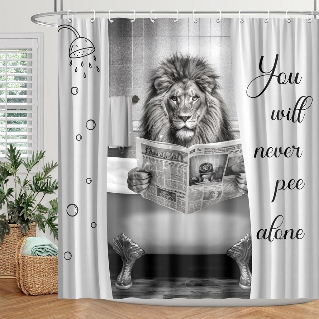 Wildtier Duschvorhang Dschungel Elefant Giraffe Zebra Regenwald Tropisch Safari Badezimmer Heimdeko Wasserdicht Polyester