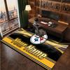 Pittsburgh Steelers Personalisiertes Kristall-Samt-Teppich, Benutzerdefinierter Name Text Weicher Anti-Rutsch-Teppich für Wohnzimmer Schlafzimmer