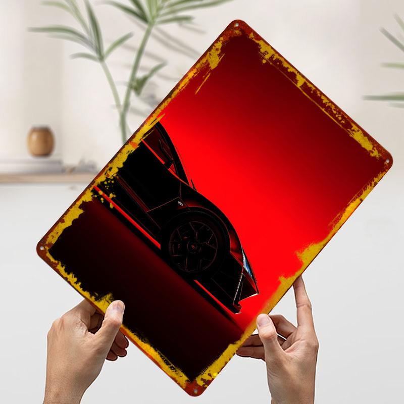 Schwarzes Sportwagen-Silhouetten-Druckposter Benutzerdefinierte Wandkunst Retro Vintage Metallblechschilder für Garage Heimdekoration Man Cave Raum