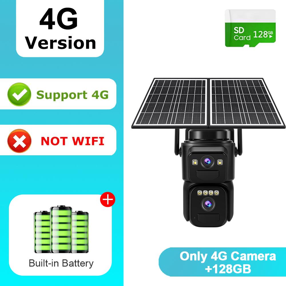 OKAM PRO Bezpečnostní solární kamera Duální objektiv HD 10MP 4G SIM kamera PIR detekce pohybu Obousměrný interkom Noční vidění Venkovní kamera