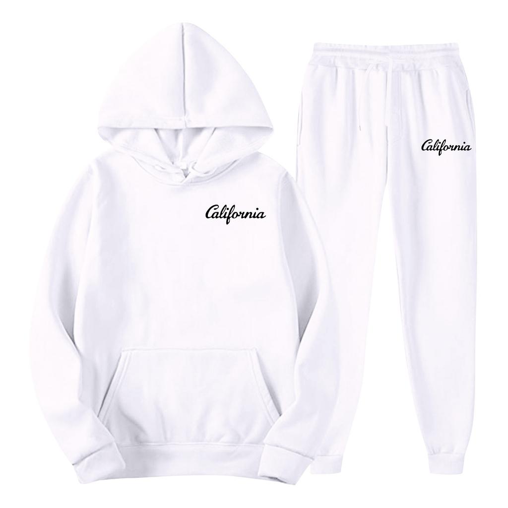Men's Spring and Autumn Solid Color Suit Hooded Sweater Suit Trend Casual Sports Two-piece Suit