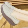 Ladies Platform Loafers Casual Elegant Black Leather Women Height Increase Thick Sole Shake Shoe for Mother