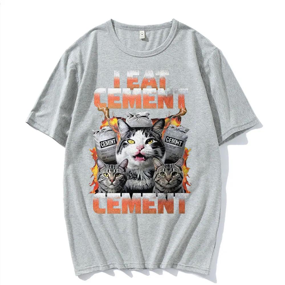 I Eat CeUnisext Cursed Cat Funny Meme Tee Shirt Unisex Women Vintage Gothic Oversized Tshirts Casual Cotton Short Sleeve T Shirt Tops