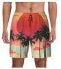 Beach Shorts, Palm Leaves with 3D Pattern for Men, Quick Drying Shorts for Hawaiian Plants