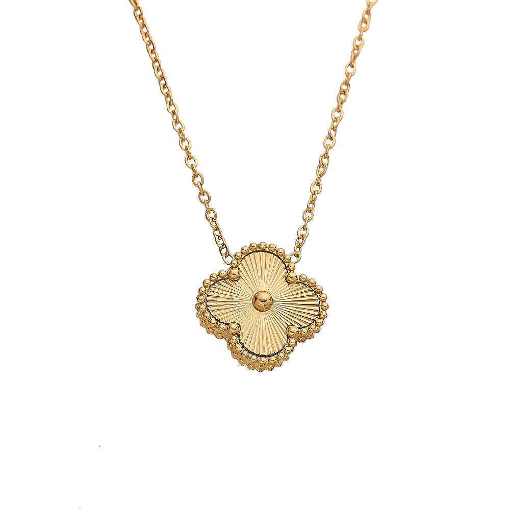 Stainless Steel Four-Leaf Clover Bracelet  Necklace Set for Women - Retro Gold Bestseller