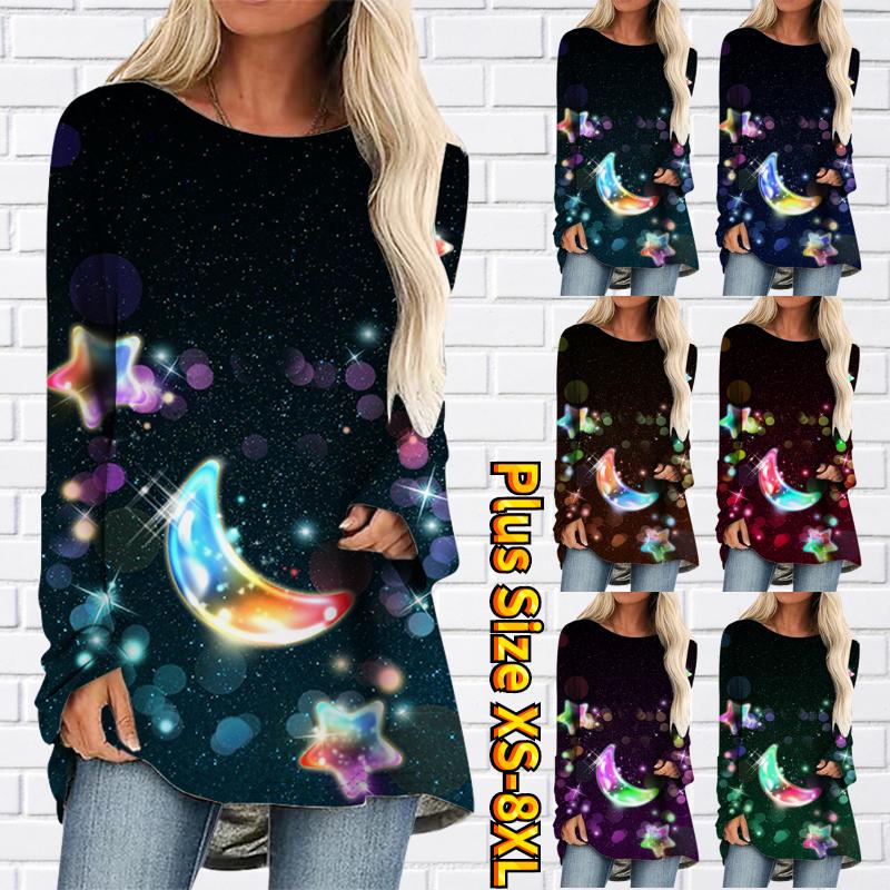 Chloe | Night Sky And Star Pattern Printed Women's Casual Long Sleeve Comfortable Cotton Shirt