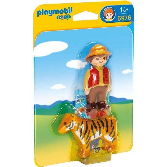 PLAYMOBIL 1.2.3. - PLAYMOBIL - Aventurier avec Tigre - Mixte - A partir de 18 mois - 2 pièces