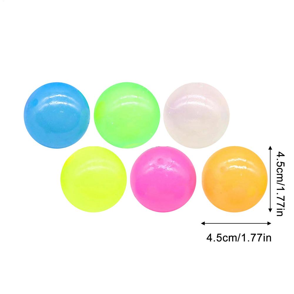 

6 шт. Светящиеся настенные шарики-мишени на присосках, Липкие потолочные шарики, Игрушки для снятия стресса, Мячики для сжимания для детей и взрослых, Разноцветные резиновые шарики