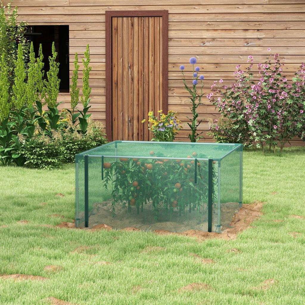 Plant Protection Net, Vegetable Protection, Zipper Door, Steel Frame, 125x125x62.5 cm, Green/Silver