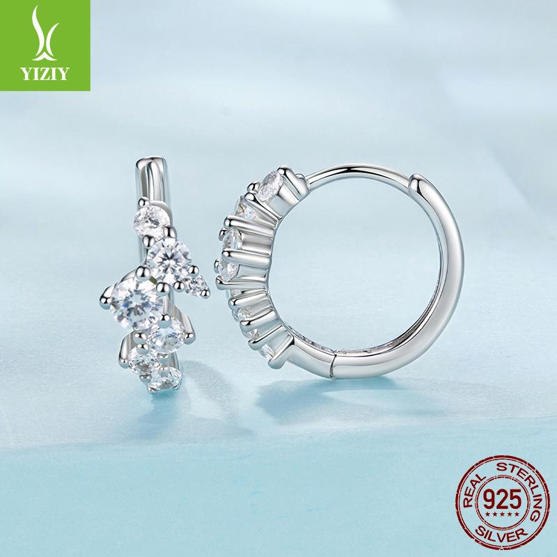 Exquisite Flash Zircon Ear Buckle Women'S Light Luxury Versatile Fashion S925 Sterling Silver Earrings Earrings