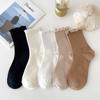 Women's Pure Cotton Lace Scrunched Mid-Calf Socks - Melange Color, Breathable & Antibacterial