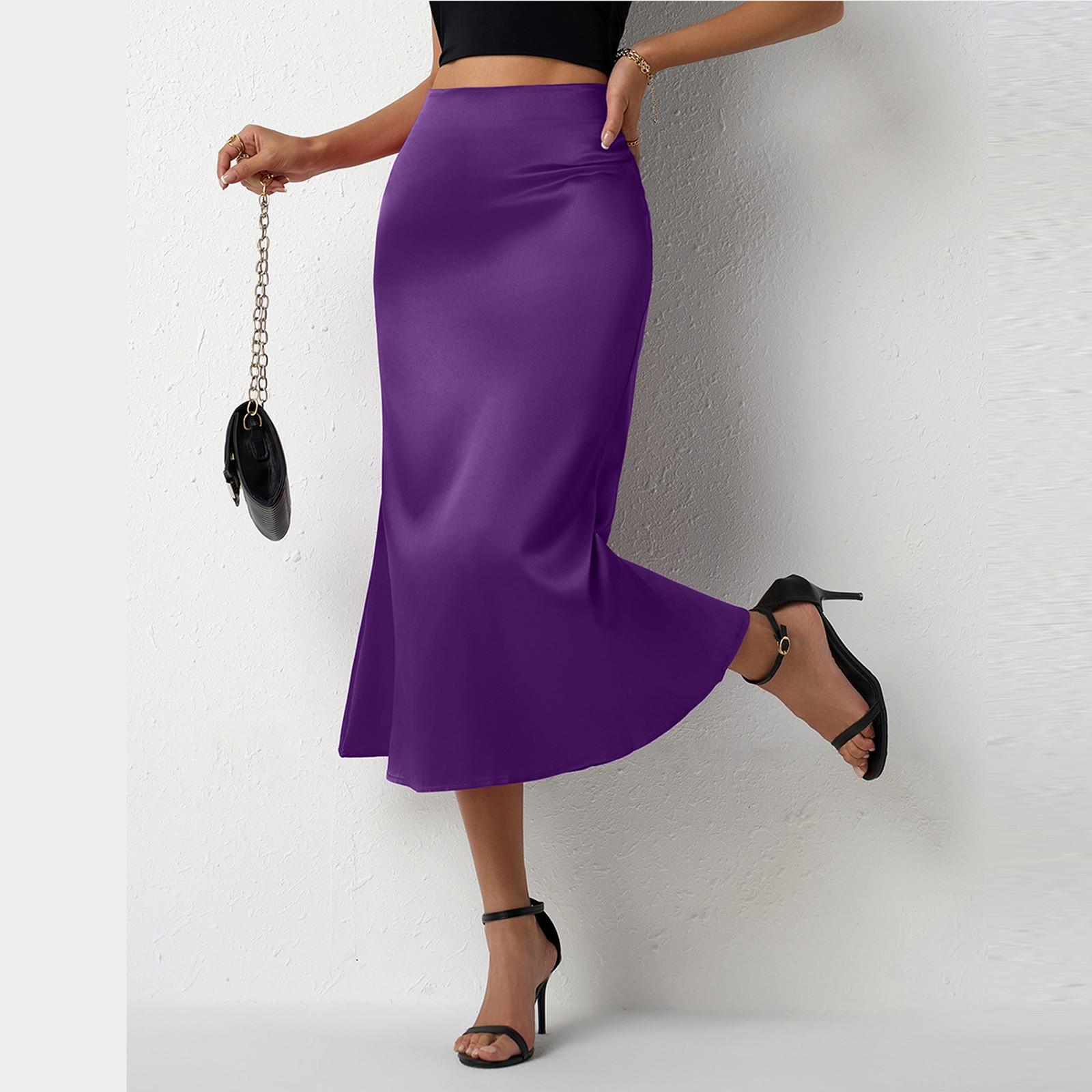 

Женская модная и повседневная французская элегантная драпированная атласная юбка L