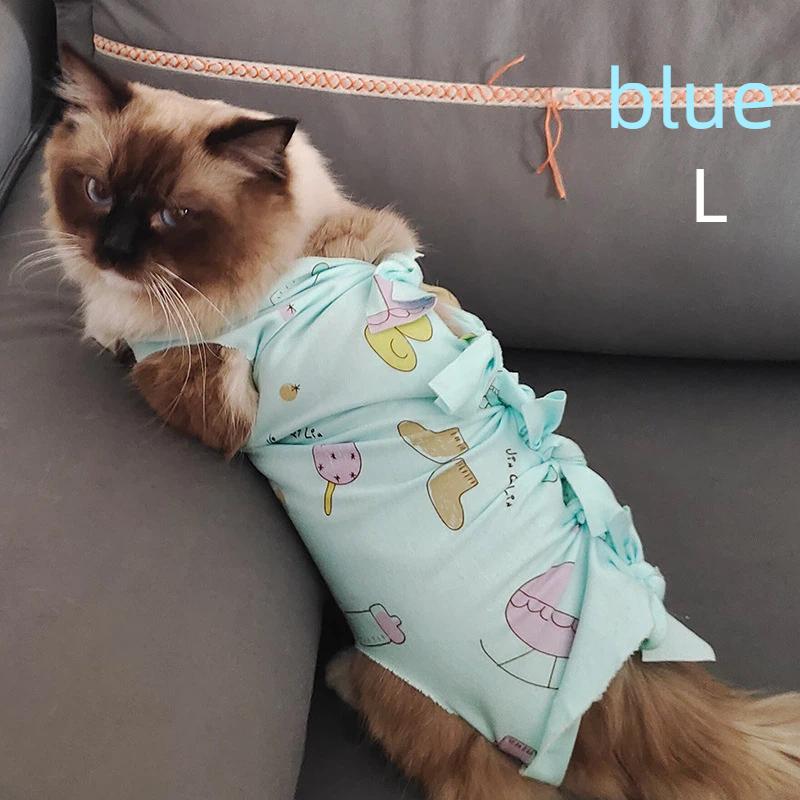 Adjustable Cat Recovery Suit Breathable Post Surgery Wear for Weaning Medicine Feeding Anti-Licking 