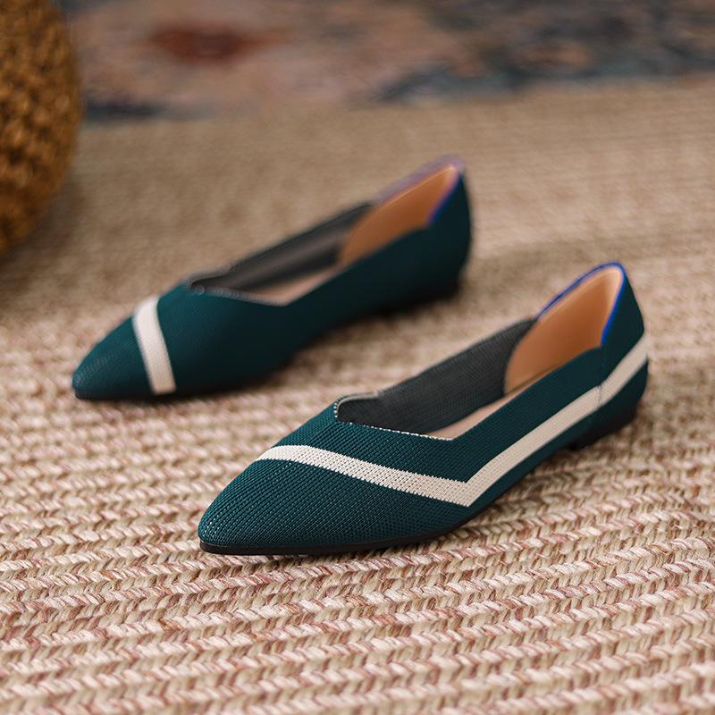 Women's new flat-bottomed shallow-mouth gentle shoes, fashionable woven shoes, breathable one-pedal Doudou shoes