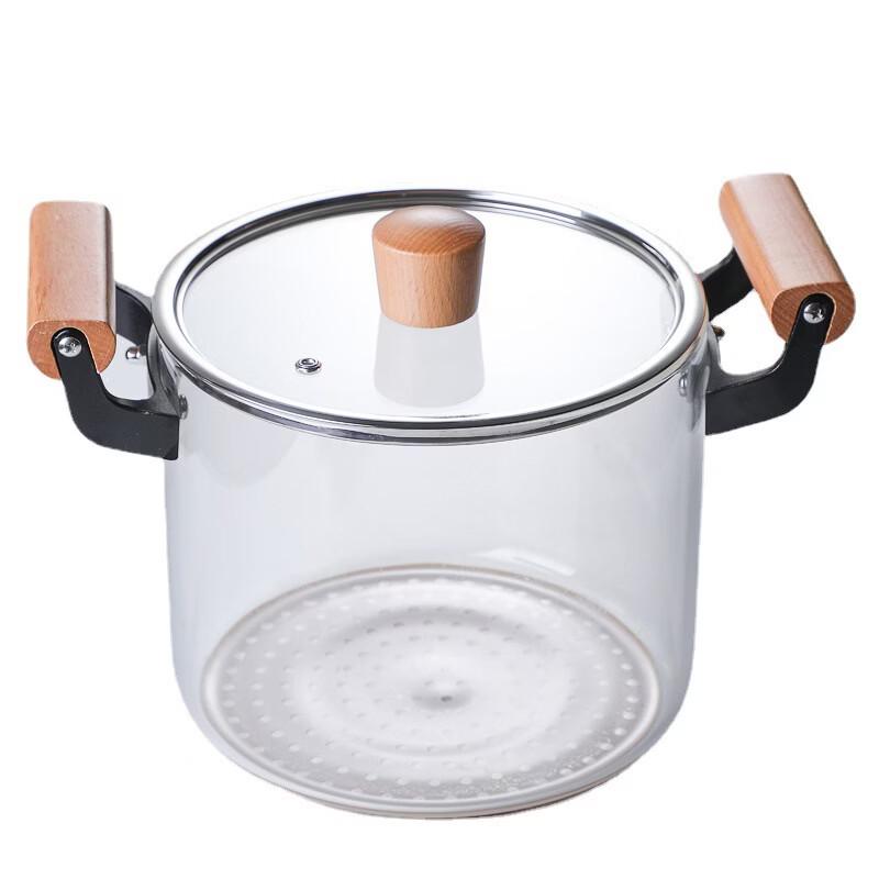 Wutuo Wood Handle Heat-Resistant Glass Soup Pot