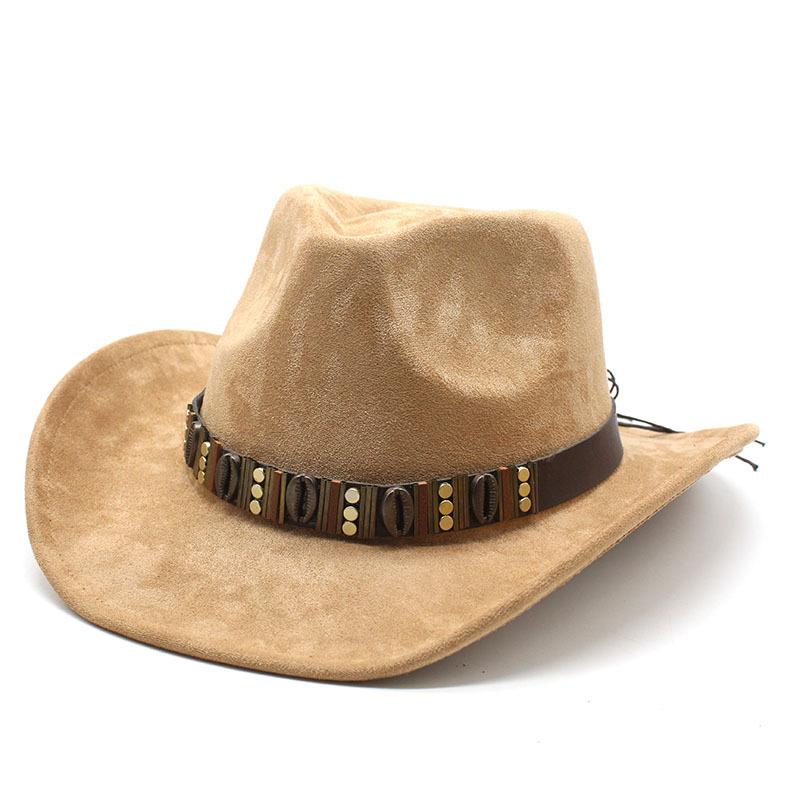 Male And Female Couples Hats Ethnic Style Suede Western Cowboy Top Hat
