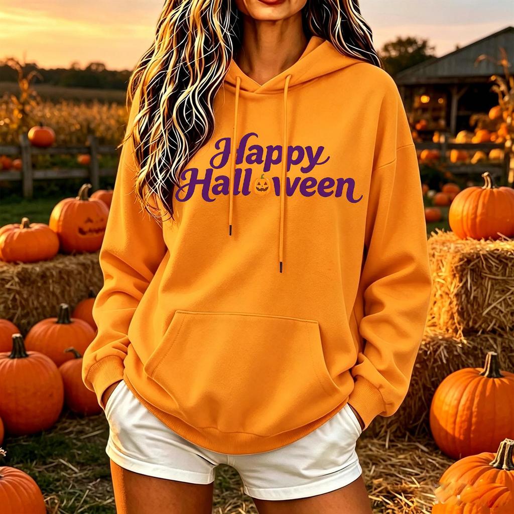 Women's Halloween Hoodie Color Loose Fit Casual Top