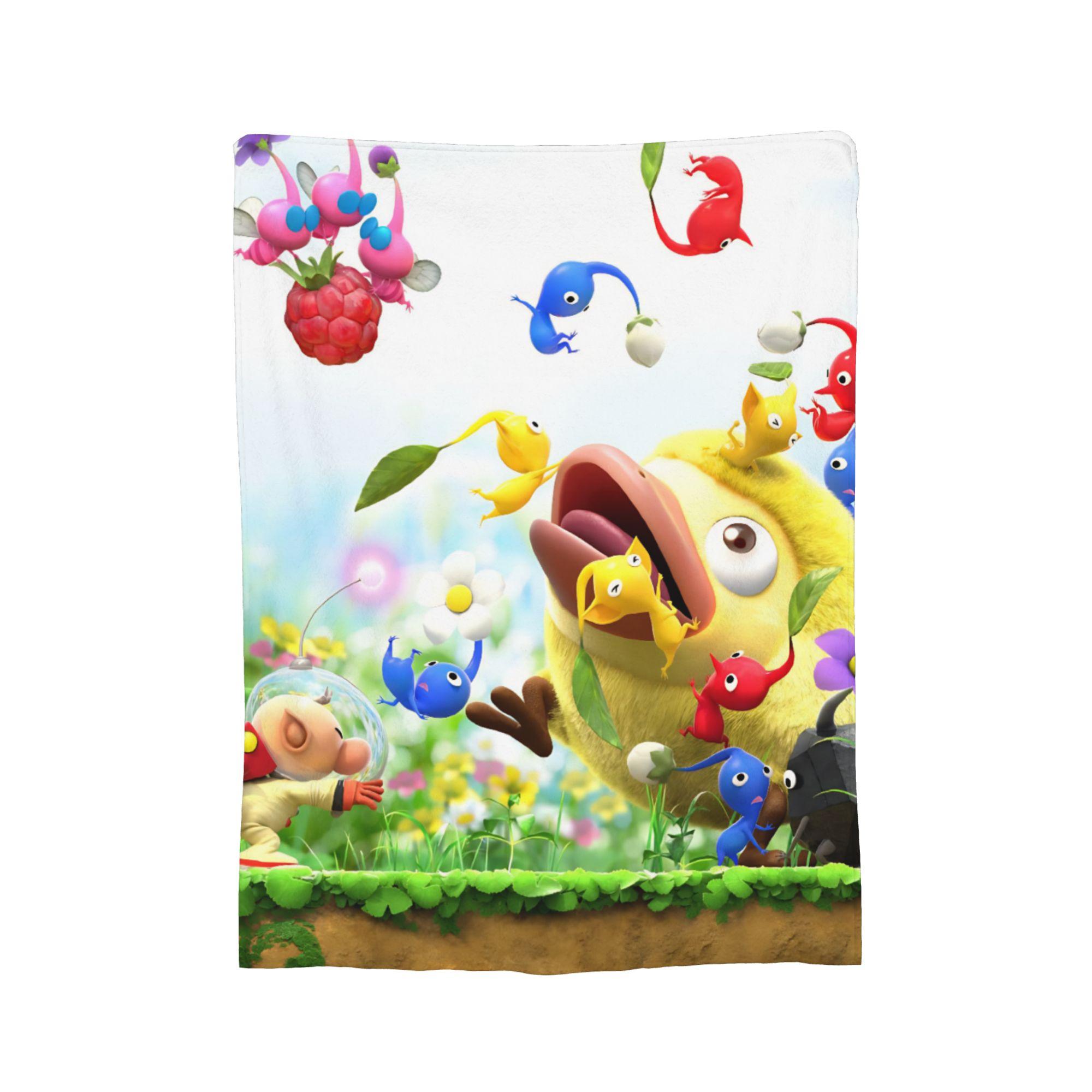Game Cartoon Cute Pikmin Blanket Flannel Print  Portable Lightweight Throw Blankets for Bed Couch Bedding Throws 30x40in