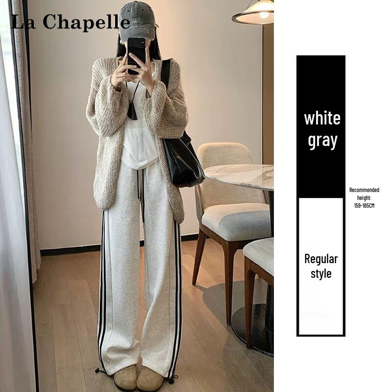 La Chapelle Women's Relaxed Fit 3-Stripe Wide-Leg Sweatpants