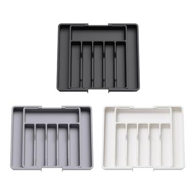 Cutlery Organizer Box Kitchen Drawer Organizer Separation Finishing Storage Box Spoon Knife Fork Expandable PP Tray