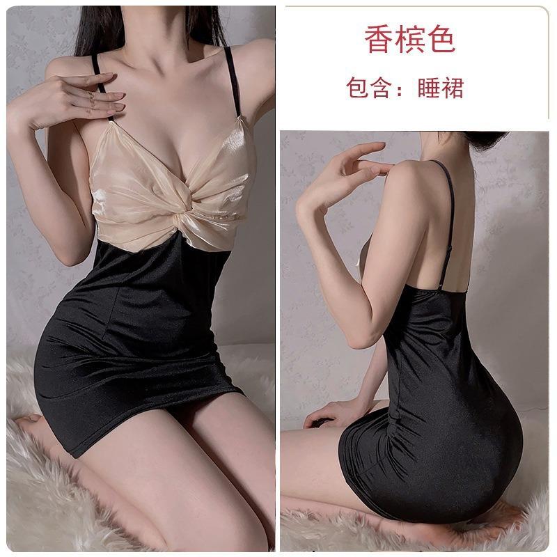 Sex Underwear Nightclub Hottie Beautiful Back Bow Pure Desire Neck Sling Women's Short Sexy Wind Chest Secretary