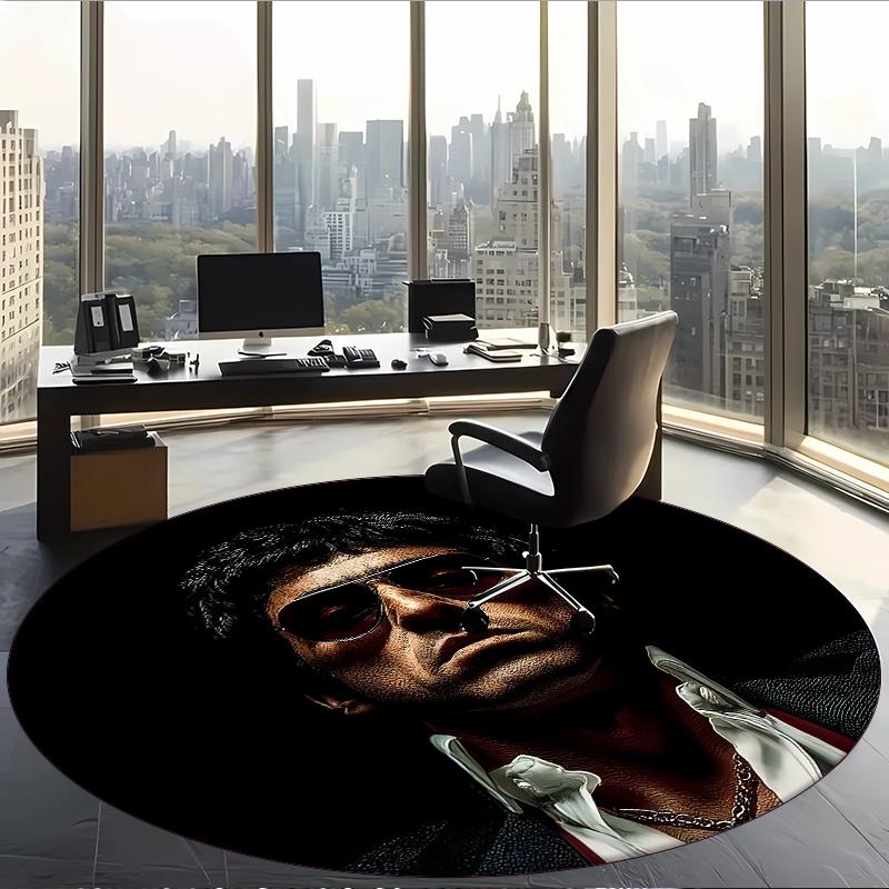 Scarface (14) Round Office Rug Decorative Floor Rug for Office Bedroom Living Room and Home Space