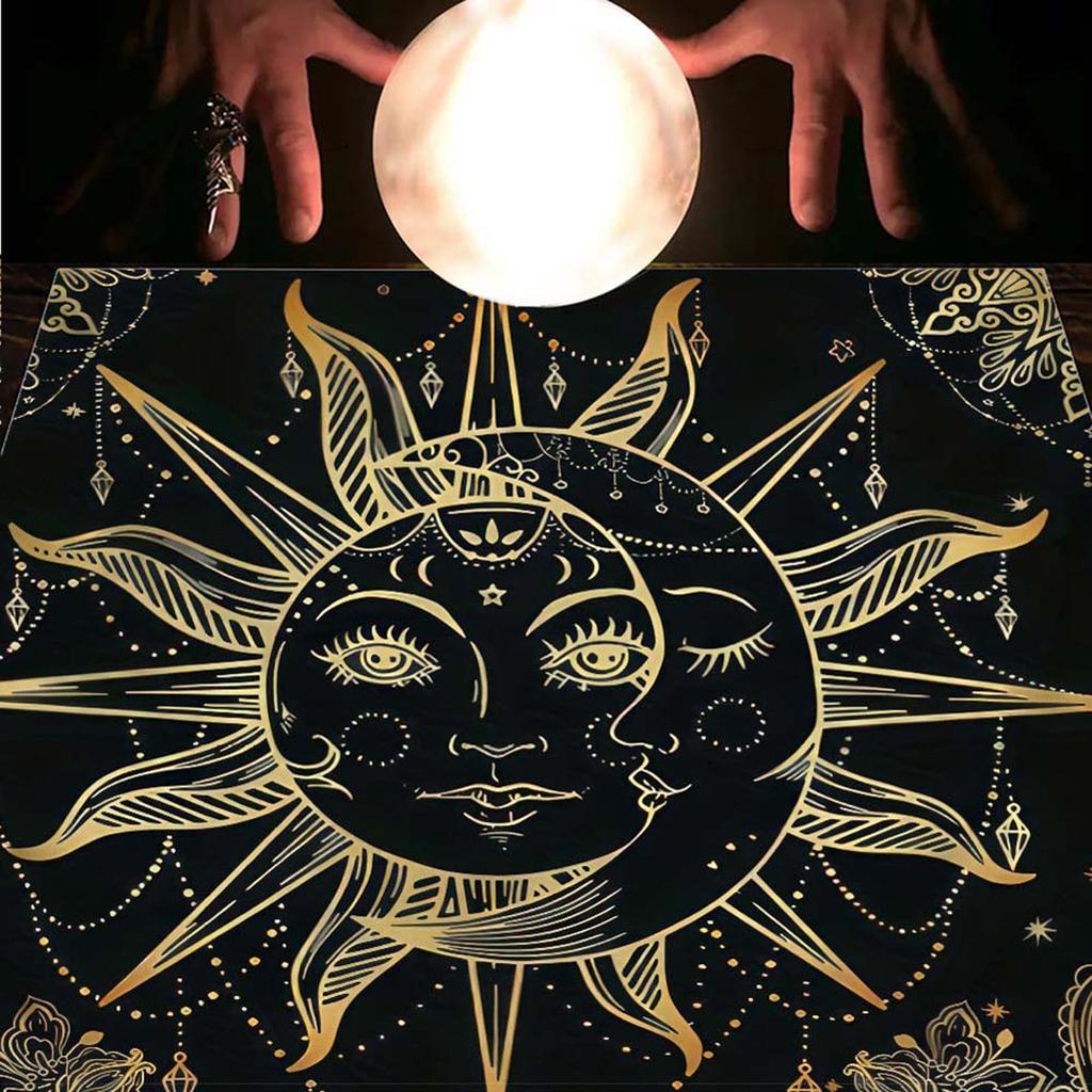 Divinations Tischdecke Monde und Sonne Astrologie Tarots Karten Tischdecke Altäre Tuch Divinations Brettspiel Zubehör