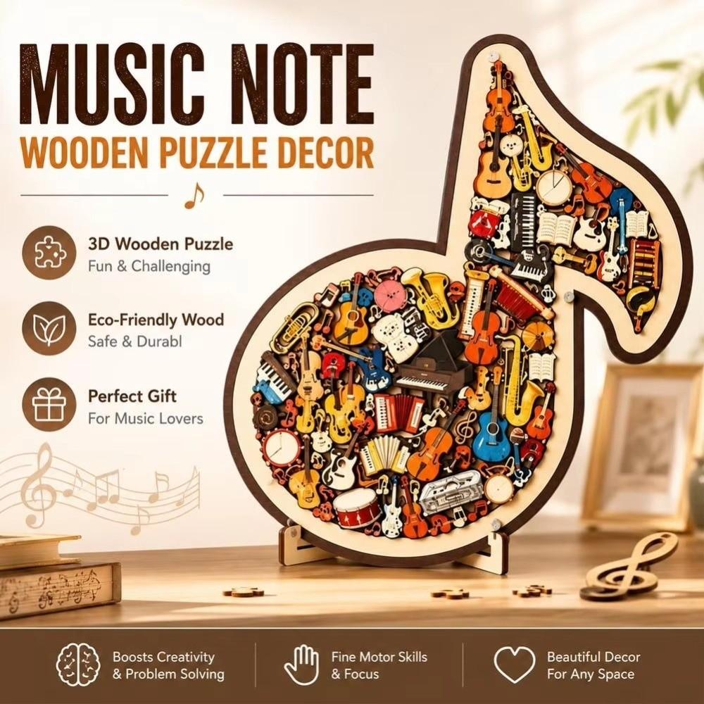 Instrument Print Musical Note Jigsaw Puzzle Irregular Musical Note Puzzle  Desktop Decor