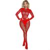Women Sheer Mesh Bodystocking Moon Patterned Lingerie Long Sleeve See Through Bodysuit Fishnet Jumpsuit Tights